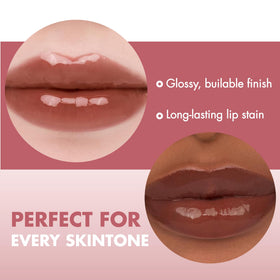 rom&nd Juicy Lasting Tint Dark Coconut with makeup accessories