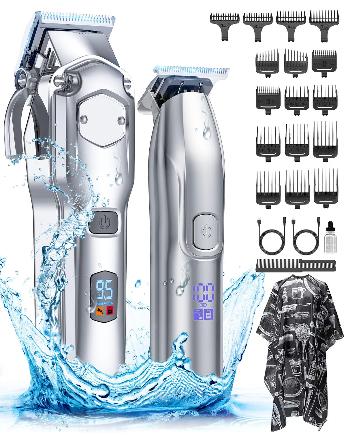 Romanda Hair Clippers and Trimmers Set front view with accessories