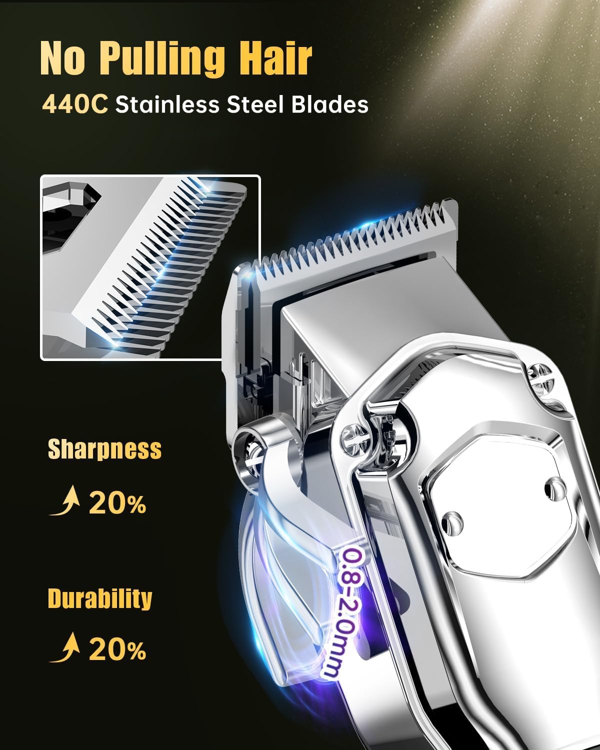 Romanda hair clippers and trimmers set in use on hair