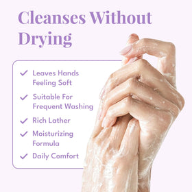 ROMIIE ZOI Lavender Hand Soap with floral background