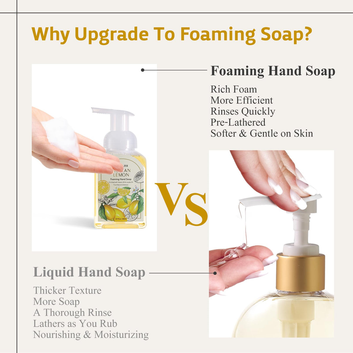 ROMIIE ZOI Lemon Foaming Hand Soap 3-pack with dispenser
