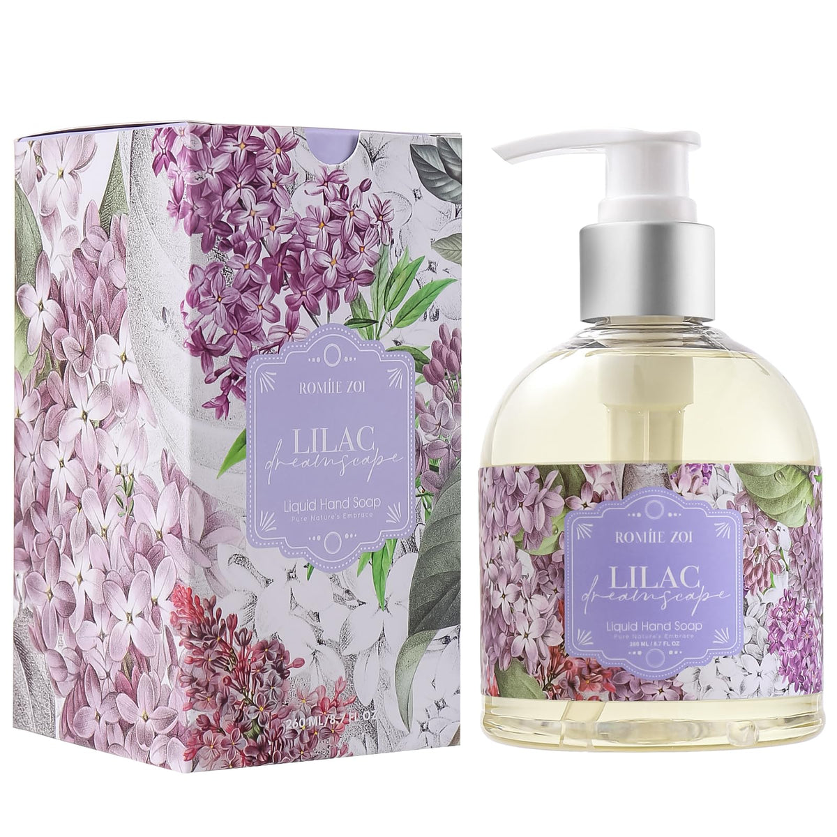 ROMIIE ZOI Liquid Hand Soap 260ml in gift box with lilac design