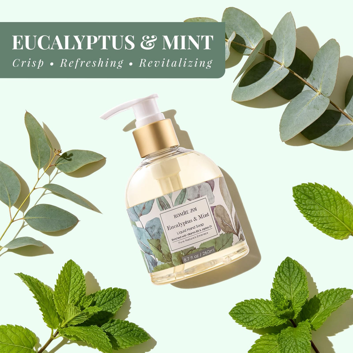 ROMIIE ZOI Liquid Hand Soap Eucalyptus & Mint 260ml back view