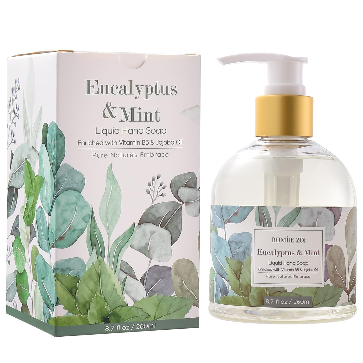 ROMIIE ZOI Liquid Hand Soap Eucalyptus & Mint 260ml front view