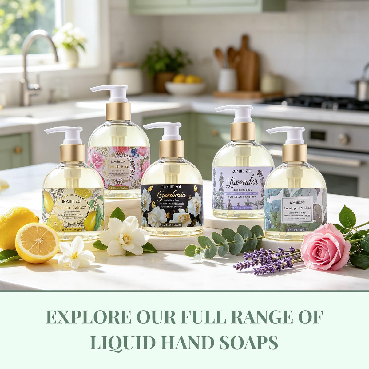 ROMIIE ZOI Liquid Hand Soap Eucalyptus & Mint 260ml with refill options