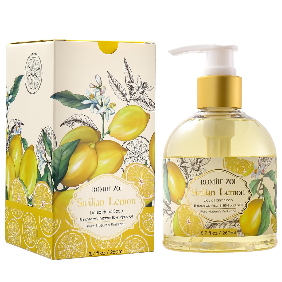 ROMIIE ZOI Liquid Hand Soap Lemon 260ml front view