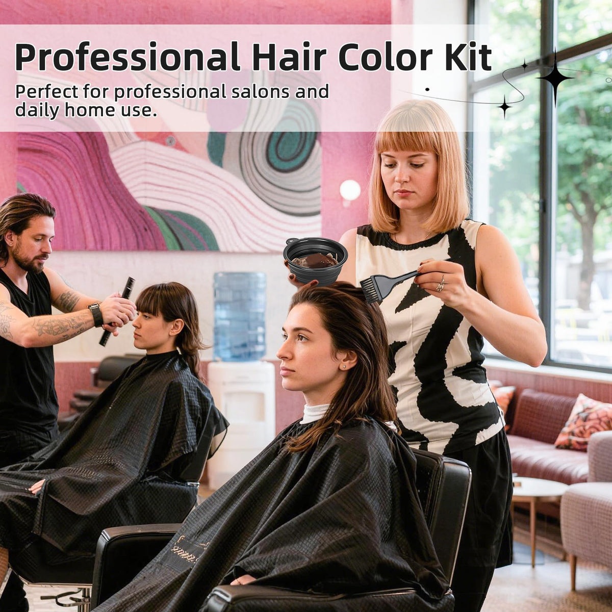 ROOHUA hair dye kit tools in use during application