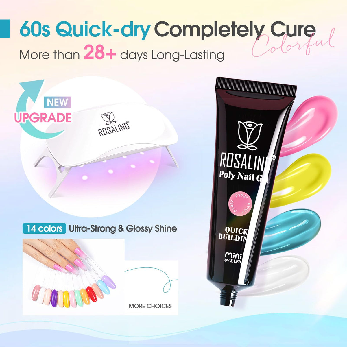 ROSALIND Poly Nail Gel Kit with vibrant neon colours
