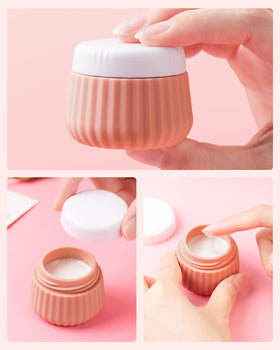 Rose gold transparent cosmetic bag with travel containers