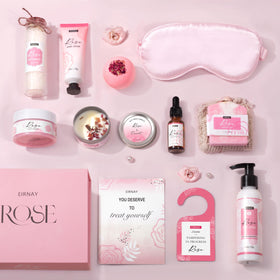 Rose petal scented soy candles included in EIRNAY Spa Gift Box
