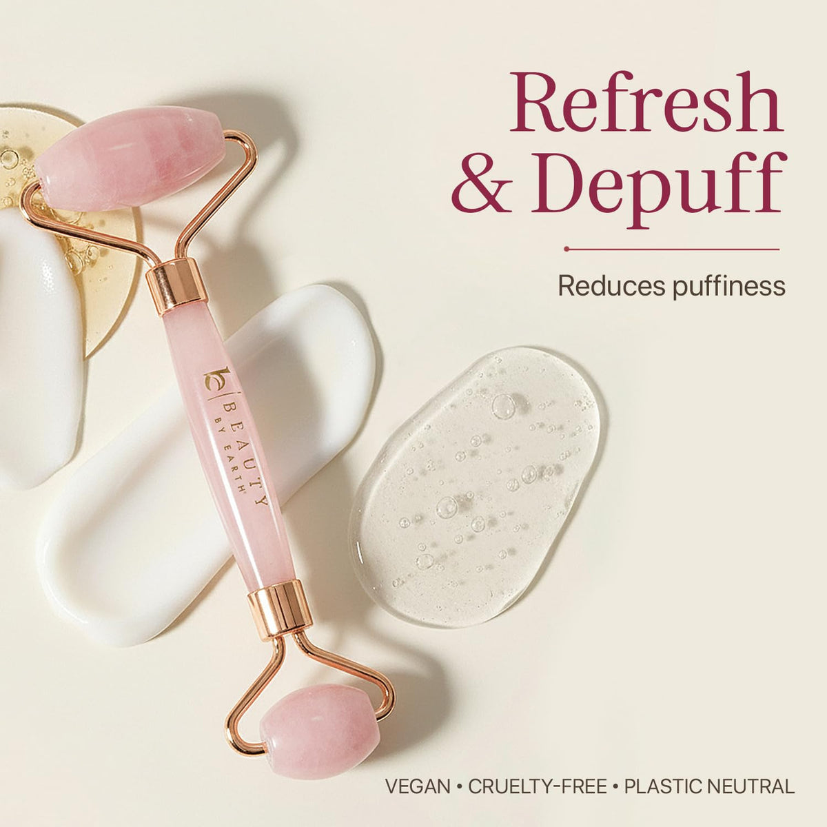 Rose Quartz Face Roller with Gua Sha tool