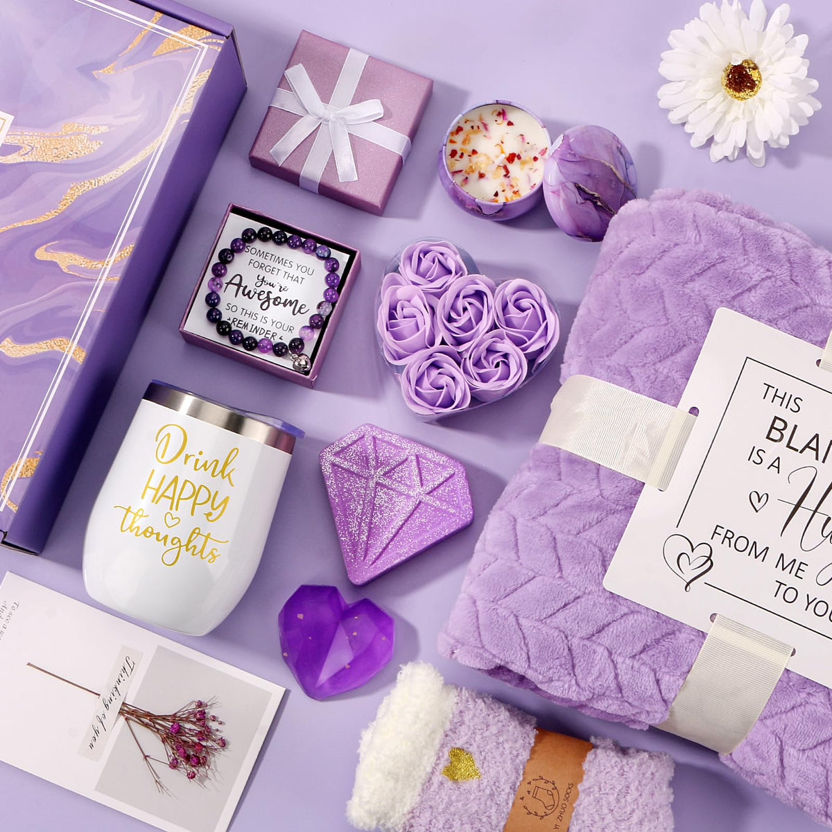 Rose scented candle and handmade soap in BaiCai gift basket