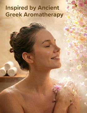 Rose-scented shower steamer with packaging
