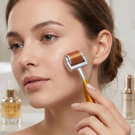 ROSELYNBOUTIQUE Derma Roller in use on skin