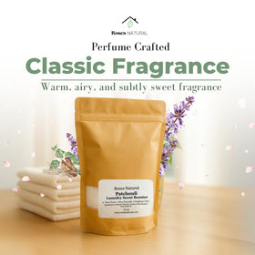 Roses Natural Patchouli scent support packaging side view