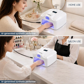 Rosiour Dual Port UV LED Nail Lamp packaged with accessories