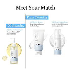 ROUND LAB 1025 Dokdo Cleansing Oil with natural ingredients displayed