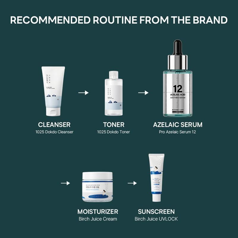 ROUND LAB Azelaic Acid 12 Soothing Serum with other skincare products