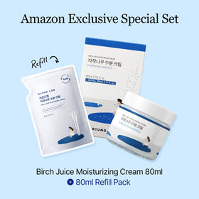 ROUND LAB Birch Juice Moisturizing Cream refill set showing two jars