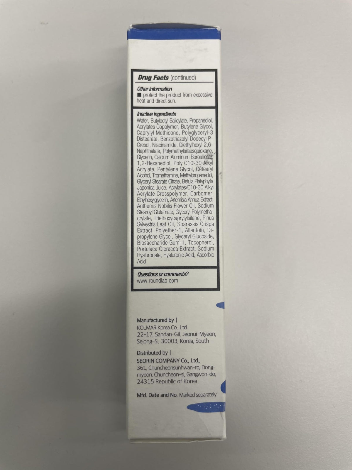ROUND LAB Birch Juice Moisturizing UV LOCK SPF 45 ingredients list