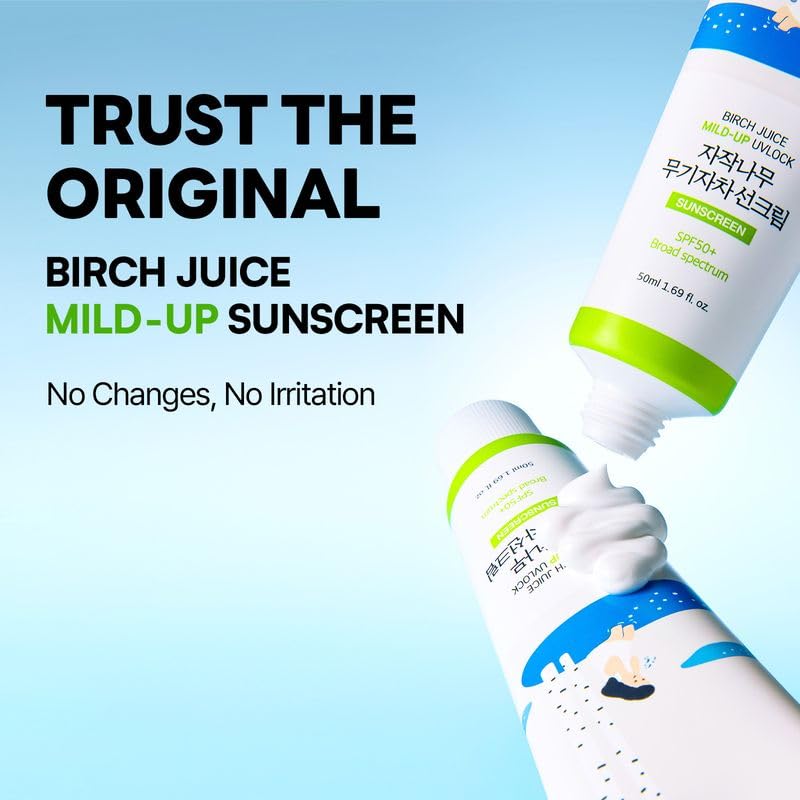ROUND LAB Birch Juice SPF 50+ Sunscreen side view with packaging