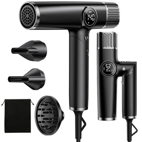 ROUUO Dual Voltage Travel Hair Dryer front view with diffuser