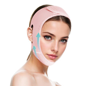 ROWMATE V Line Lifting Mask Chin Strap front view in light pink