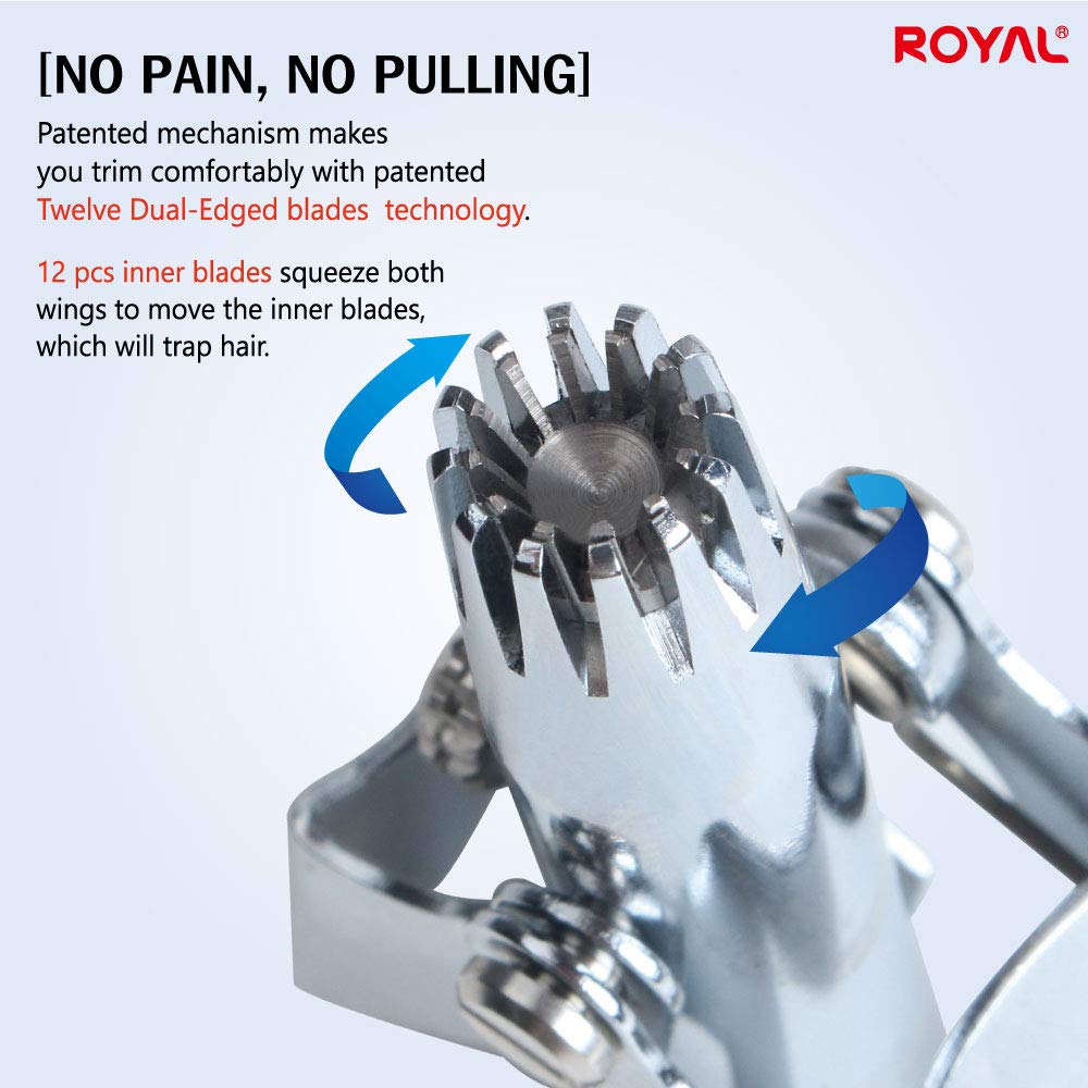 ROYAL Manual Nose Hair Trimmer side view showcasing ergonomic design