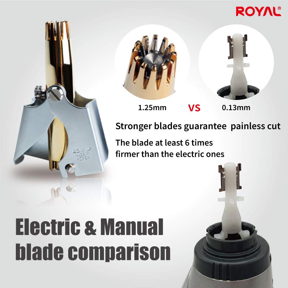 ROYAL Manual Nose Hair Trimmer side view showing ergonomic design