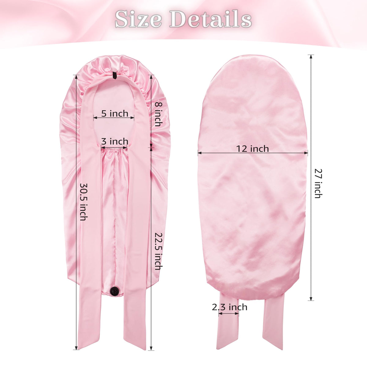 ROYBENS Long Satin Bonnet flat lay showing quality material