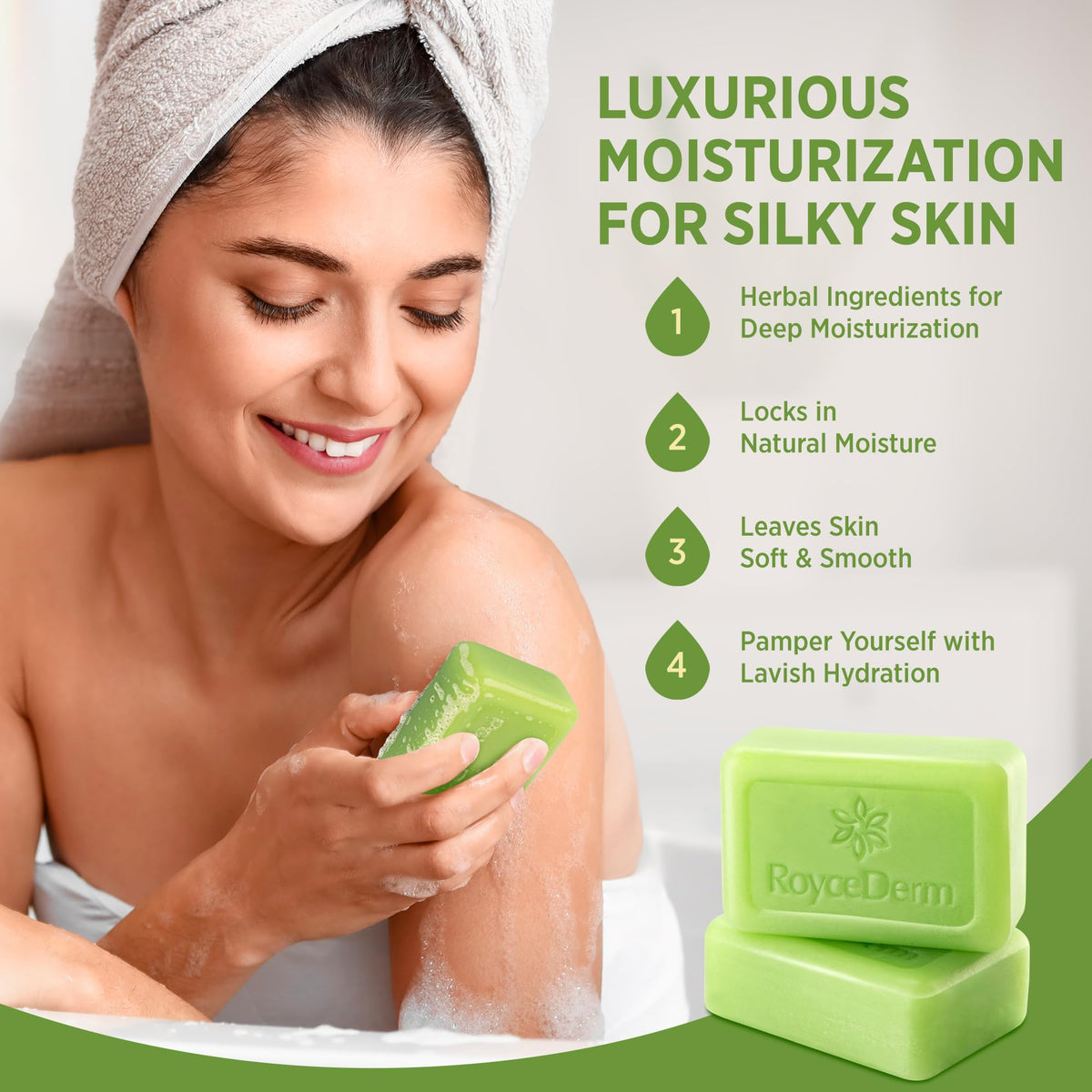 Roycederm Antifungal Bar Soap displayed with natural ingredients