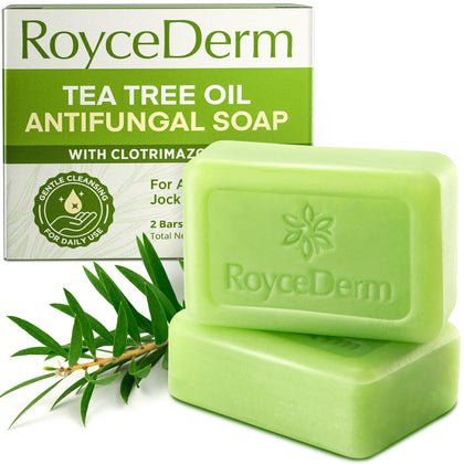 Roycederm Antifungal Bar Soap front view with tea tree oil scent