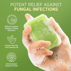 Roycederm Antifungal Bar Soap in a shower setting