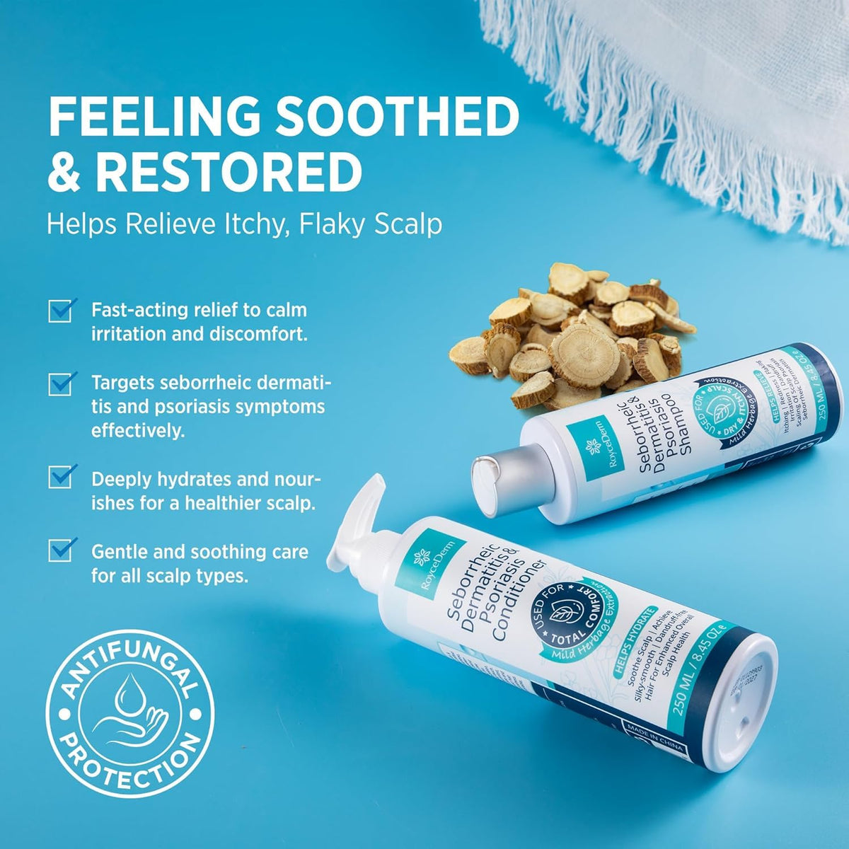 Roycederm Calming Serum application on scalp