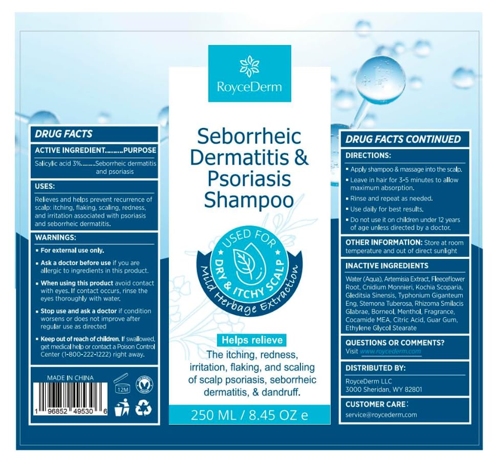 Roycederm product usage instructions on packaging