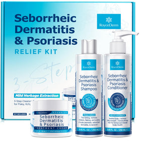 Roycederm Scalp Therapy System cream, shampoo, and conditioner set front view
