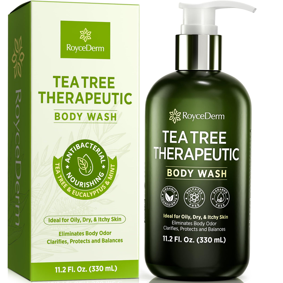 Roycederm Tea Tree Body Wash 11.8 fl oz front view