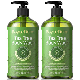 Roycederm Tea Tree Body Wash 2 Pack front view with packaging
