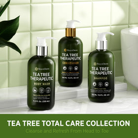 Roycederm Tea Tree Body Wash with eucalyptus and mint leaves