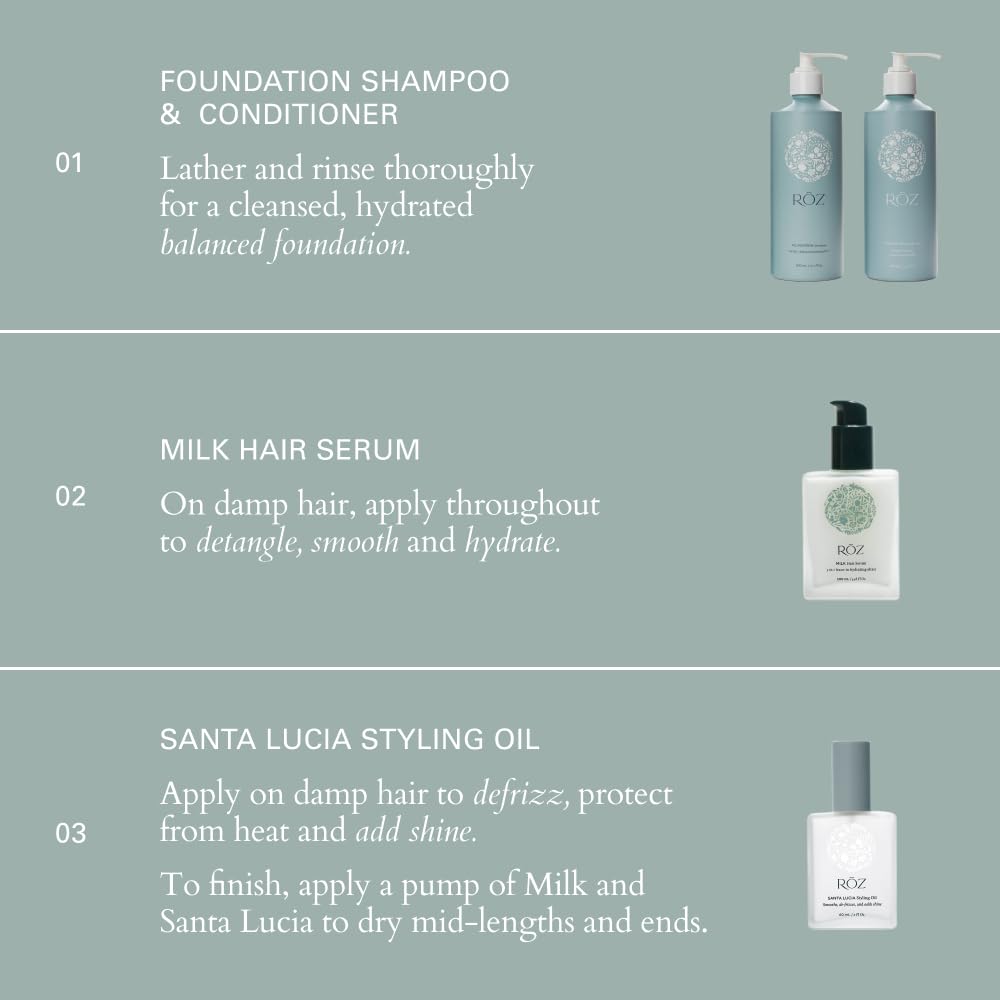 RŌZ Foundation Shampoo 300 mL in hand with lather