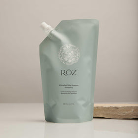 RŌZ Foundation Shampoo Refill pouch with ingredients list