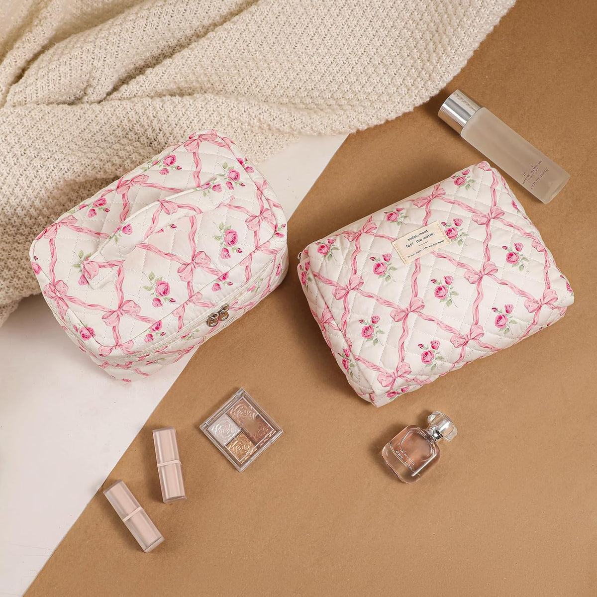 RSRSLEII Floral Cotton Makeup Bag Set packaging view