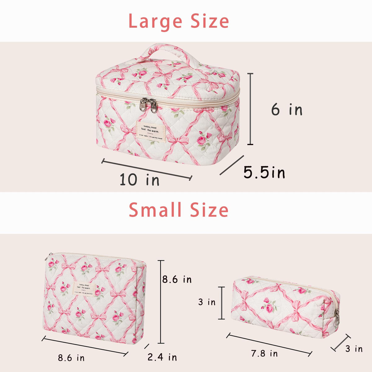RSRSLEII Large Floral Cotton Makeup Bag side view
