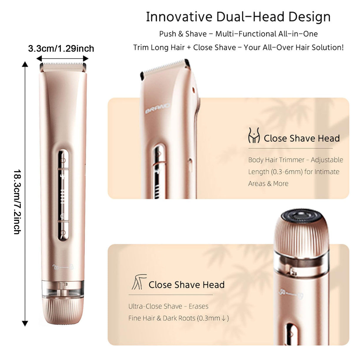 RtLvio Bikini Trimmer with rinsable head for cleaning