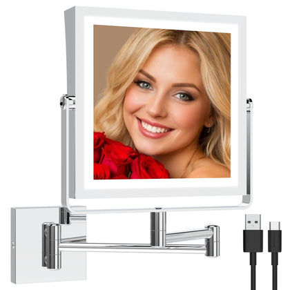 Ruacq Wall Mounted Makeup Mirror front view with lights