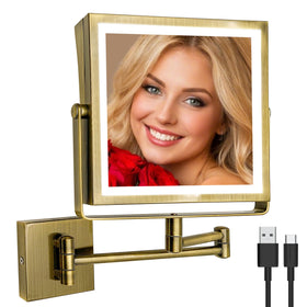 Ruacq Wall Mounted Makeup Mirror front view with lights