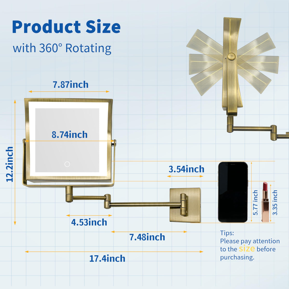 Ruacq Wall Mounted Makeup Mirror in a bathroom setting