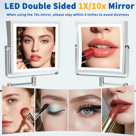 Ruacq Wall Mounted Makeup Mirror in a modern bathroom setting