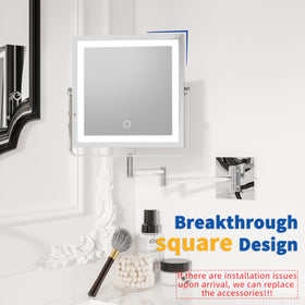Ruacq Wall Mounted Makeup Mirror showing 1X and 10X sides