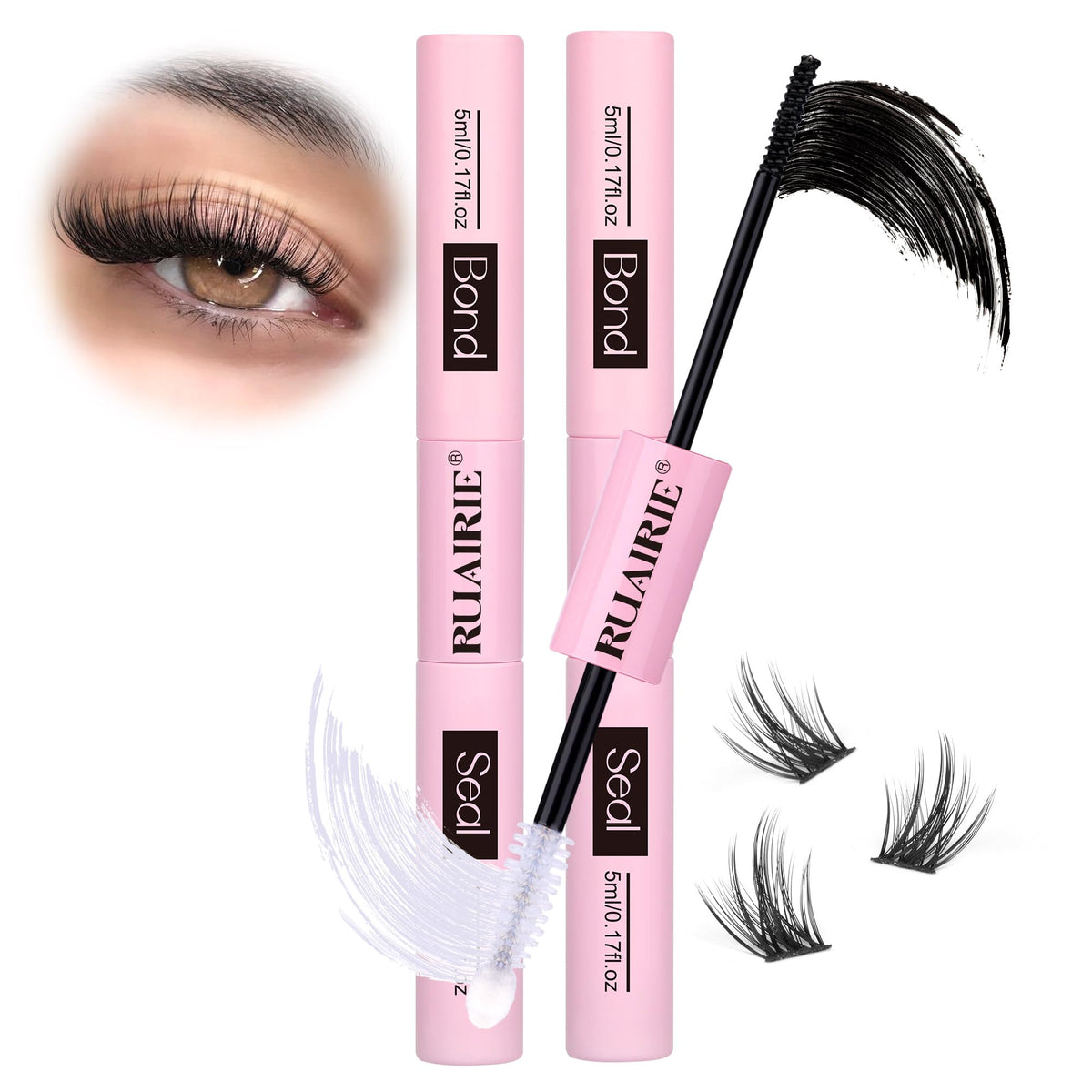 Ruairie Bond and Seal Lash Glue front view with dual applicator